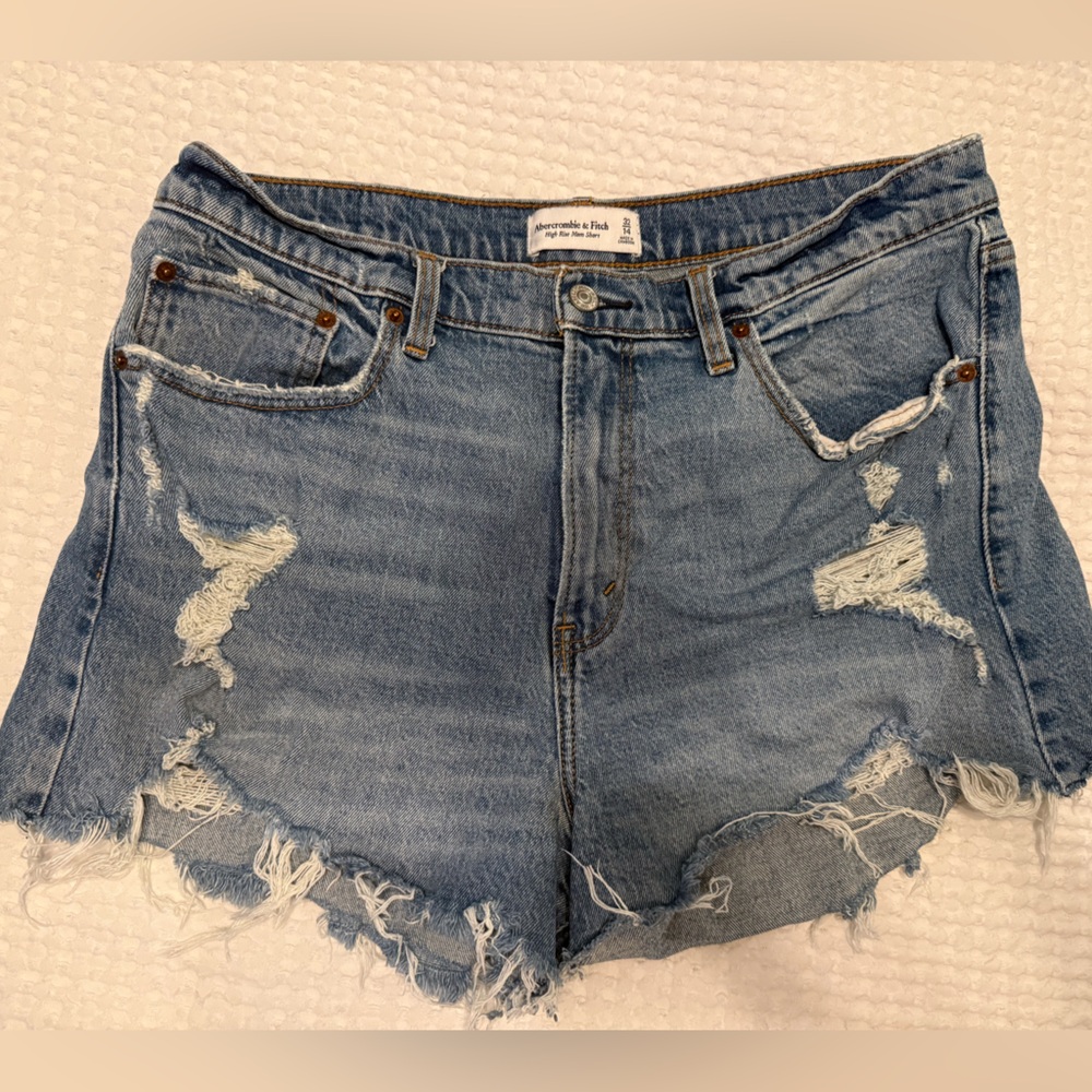 Abercrombie & Fitch Light Blue Distressed Jean Shorts